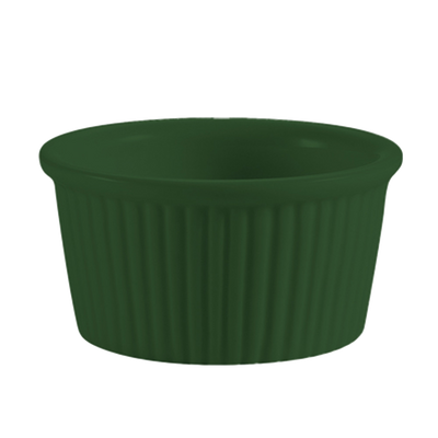 CAC China RKF-1-G 1 Oz. Green Round Fluted Ceramic RKF Ramekin (4 Dozen Per Case)