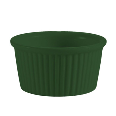 CAC China RKF-1-G 1 Oz. Green Round Fluted Ceramic RKF Ramekin (4 Dozen Per Case)