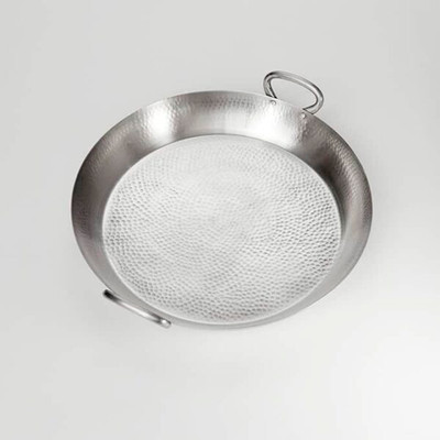 American Metalcraft GP21 21.75" W x 4.75" H Round Hammered Stainless Steel Griddle Paella Pan