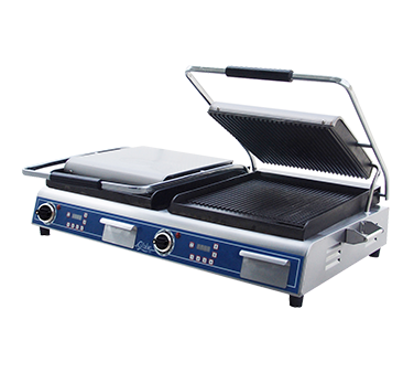 Globe GPGDUE14D-E Electric Countertop Sandwich/Panini Grill - 208-240 Volts