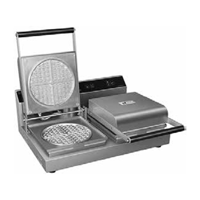 Hatco RWM-2B-QS 19.61" W Round Stainless Steel Frame Double Electric Belgian Waffle Maker - 120 Volts