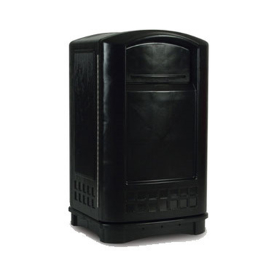 Rubbermaid FG396400BLA 50 Gal. Black Plastic Rectangular Plaza Container