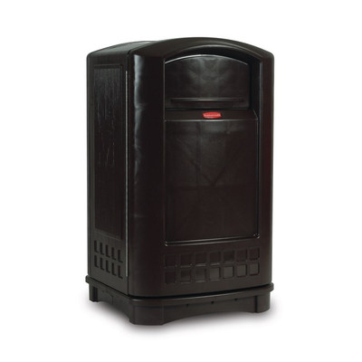 Rubbermaid FG396400BLA 50 Gal. Black Plastic Rectangular Plaza Container