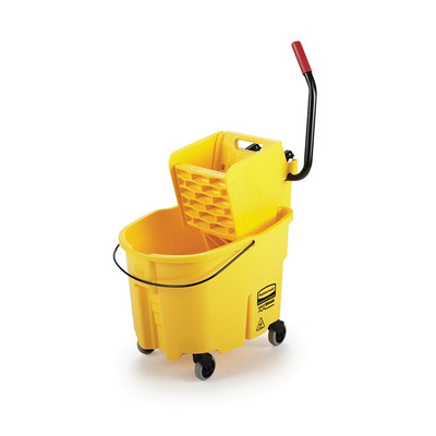 Rubbermaid FG758088YEL 35 Qt. Yellow Molded Plastic Side Press Wringer WaveBrake Mopping Combo