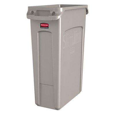 Rubbermaid FG354060BEIG 23 Gal. High-Impact Plastic Beige Slim Jim Container (4 Each Per Case)