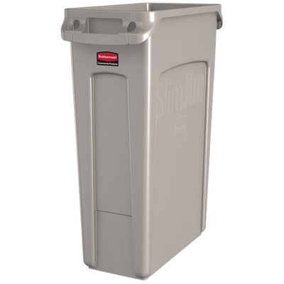 Rubbermaid FG354060BEIG 23 Gal. High-Impact Plastic Beige Slim Jim Container (4 Each Per Case)
