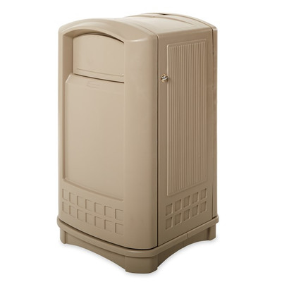 Rubbermaid FG396400BEIG 50 Gal. Beige Plastic Rectangular Plaza Container