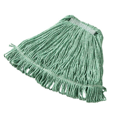 Rubbermaid FGD21206GR00 1" Wide Band Medium Green Cotton Super Stitch Mop Head