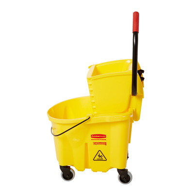 Rubbermaid FG748000YEL 26 Qt. Web Molded Plastic and Tubular Steel Side Press WaveBrake Mop Bucket and Wringer Combo
