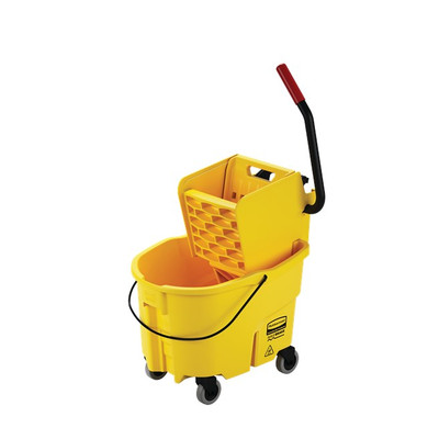 Rubbermaid FG748000YEL 26 Qt. Web Molded Plastic and Tubular Steel Side Press WaveBrake Mop Bucket and Wringer Combo