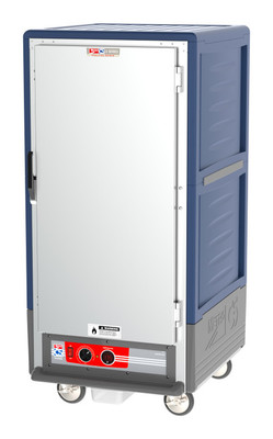Metro C537-HLFS-U-BU C5 3 Series Blue 3/4-Size Insulated Low Wattage Heated Holding Cabinet with Solid Door and Universal Wire Slides - 120V