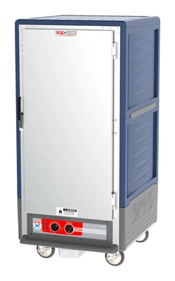 Metro C537-HLFS-U-BU C5 3 Series Blue 3/4-Size Insulated Low Wattage Heated Holding Cabinet with Solid Door and Universal Wire Slides - 120V
