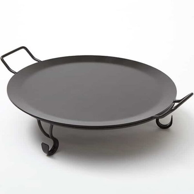 American Metalcraft GS18 18" W x 4.25" H Round Wrounght Iron Black Griddle with Stand - (1 Set)