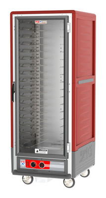 Metro C539-HFC-U C5 3 Series Red Full-Size Insulated Heated Holding Cabinet with Clear Door and Universal Wire Slides - 120V