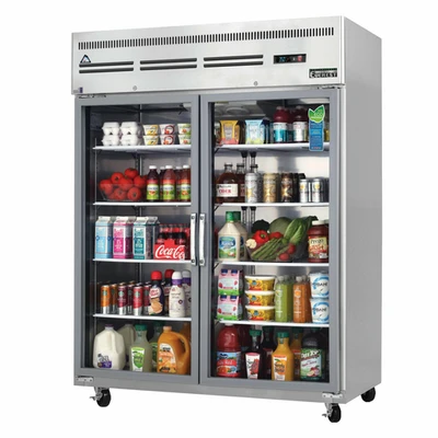 Everest Refrigeration ESGWR2 59" W Two-Section Glass Door Reach In Refrigerator