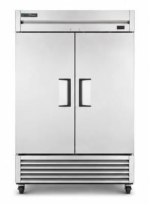 True T-49-HC 54.13" W Two-Section Stainless Steel Door Reach-In Refrigerator - 115 Volts