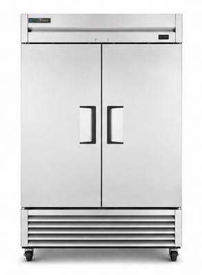 True T-49-HC 54.13" W Two-Section Stainless Steel Door Reach-In Refrigerator - 115 Volts