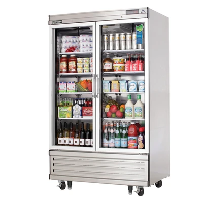 Everest Refrigeration EBGNR2 39.38" W Two-Section Glass Door Reach In Refrigerator