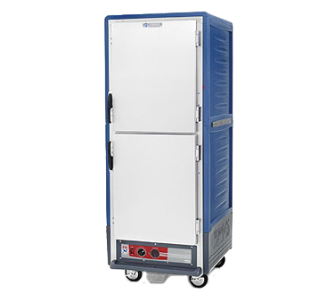 Metro C539-HLDS-4-BU C5 3 Series Blue Full-Size Insulated Low Wattage Heated Holding Cabinet with Solid Dutch Doors and Fixed Wire Slides - 120V
