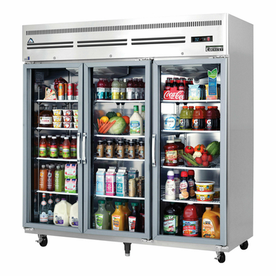 Everest Refrigeration ESGR3A 74.75" W Three-Section Glass Door Reach In Refrigerator