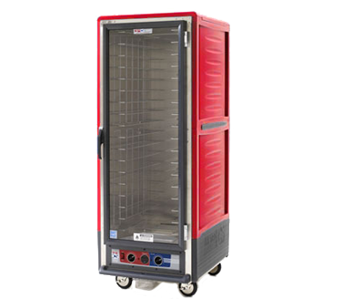 Metro C539-HFC-4 C5 3 Series Red Full-Size Insulated Heated Holding Cabinet with Clear Door and Fixed Wire Slides - 120V