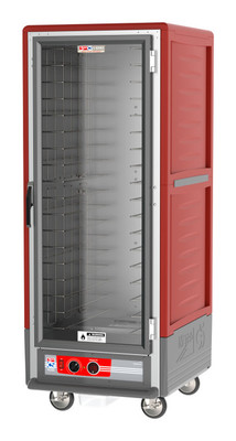 Metro C539-HFC-4 C5 3 Series Red Full-Size Insulated Heated Holding Cabinet with Clear Door and Fixed Wire Slides - 120V