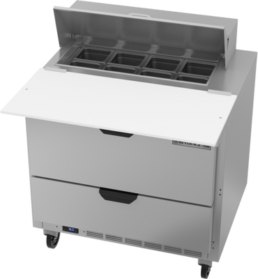 Beverage Air SPED36HC-08C-2 36&quot; W One-Section Two Drawer Sandwich Top Refrigerated Counter