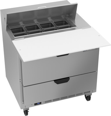 Beverage Air SPED36HC-08C-2 36" W One-Section Two Drawer Sandwich Top Refrigerated Counter