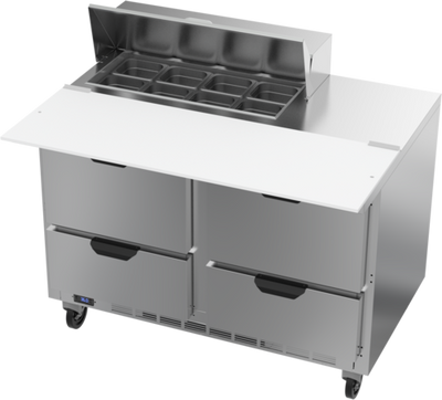 Beverage Air SPED48HC-08C-4 48&quot; W Two-Section Four Drawer Sandwich Top Refrigerated Counter