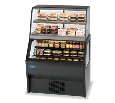 Federal Industries CH3628SSD/RSS3SC 36.25" W Black Specialty Display Hybrid Merchandiser Refrigerated Self-Serve Bottom with Heated Self-Serve Top - 120 Volts