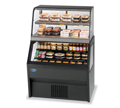 Federal Industries CH3628SSD/RSS3SC 36.25&quot; W Black Specialty Display Hybrid Merchandiser Refrigerated Self-Serve Bottom with Heated Self-Serve Top - 120 Volts