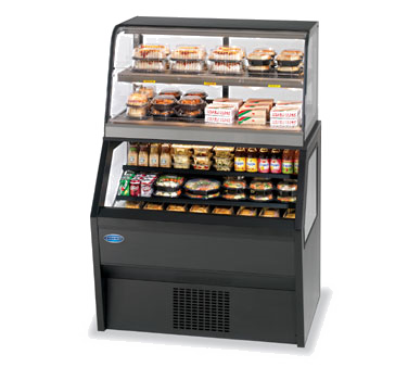 Federal Industries CH3628SSD/RSS3SC 36.25" W Black Specialty Display Hybrid Merchandiser Refrigerated Self-Serve Bottom with Heated Self-Serve Top - 120 Volts