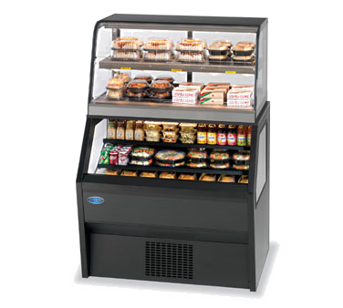Federal Industries CH3628SSD/RSS3SC 36.25" W Black Specialty Display Hybrid Merchandiser Refrigerated Self-Serve Bottom with Heated Self-Serve Top - 120 Volts