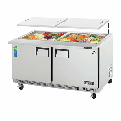 Everest Refrigeration EOTPW2 59.13" W Two-Section Two Door Open Top Prep Table