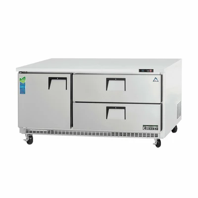 Everest Refrigeration ETBR3-D2 71.13"W Two-Section Solid Door Drawered Undercounter/Worktop Refrigerator