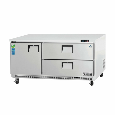 Everest Refrigeration ETBR3-D2 71.13"W Two-Section Solid Door Drawered Undercounter/Worktop Refrigerator