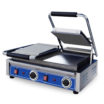 Globe GSGDUE10 21" W Stainless Steel Electric Countertop Bistro Panini Grill - 208-240 Volts
