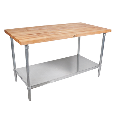 John Boos JNS11 Wood Top 72"W x 30"D x 35"H 1-1/2" thick Edge Grain Flat Top Work Table