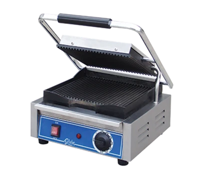 Globe GPG10 19" W Stainless Steel Single Plate Electric Countertop Bistro Panini Grill - 120 Volts