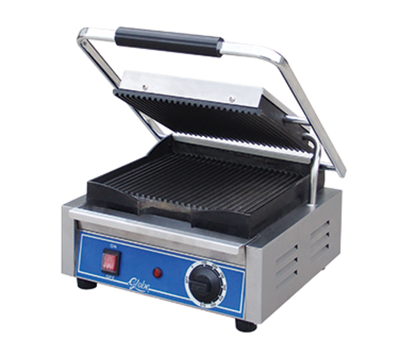 Globe GPG10 19" W Stainless Steel Single Plate Electric Countertop Bistro Panini Grill - 120 Volts