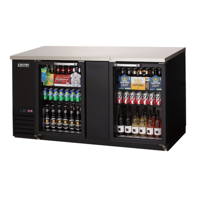 Everest Refrigeration EBB69G 68"W Two-Section Solid Door Back Bar Refrigerator