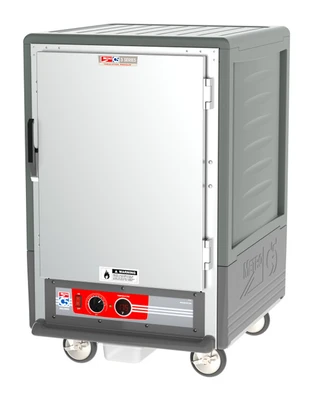Metro C535-HLFS-4-GY C5 3 Series Gray Half-Size Insulated Low Wattage Heated Holding Cabinet with Solid Door and Fixed Wire Slides - 120V