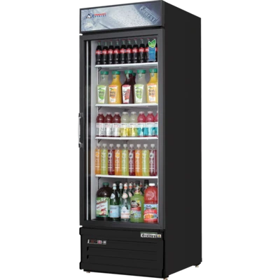 Everest Refrigeration EMGR10B 24" W One-Section Reach-In Glass Door Reach-In Glass Door Merchandiser Refrigeration