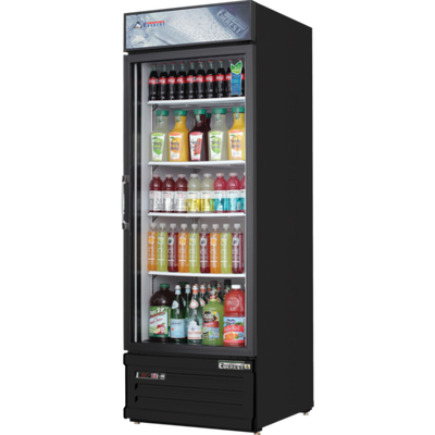 Everest Refrigeration EMGR10B 24" W One-Section Reach-In Glass Door Reach-In Glass Door Merchandiser Refrigeration