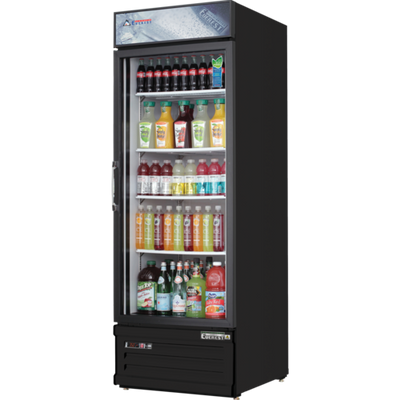 Everest Refrigeration EMGR10B 24" W One-Section Reach-In Glass Door Reach-In Glass Door Merchandiser Refrigeration