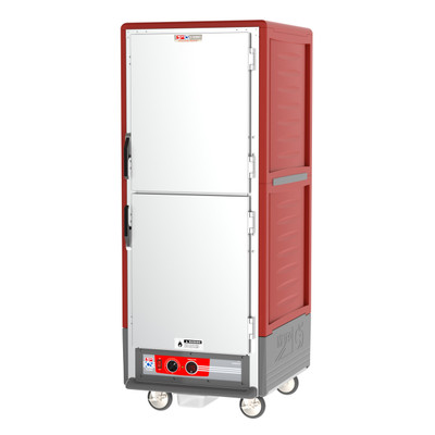 Metro C539-HDS-4 C5 3 Series Red Full-Size Insulated Heated Holding Cabinet with Solid Dutch Doors and Fixed Wire Slides - 120V