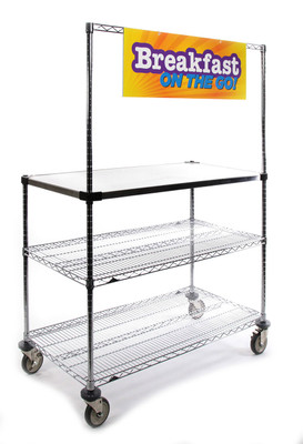 Metro GG2448 Grab n' Go Breakfast Cart 48"W x 24"D Stainless Steel Workstation and Serving Cart
