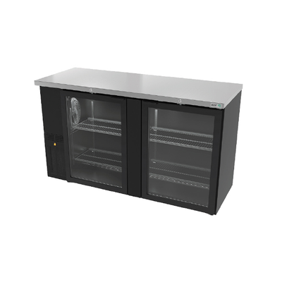 Asber ABBC-24-48G 48.63" W Two-Section Glass Door Slim Line Back Bar Cooler