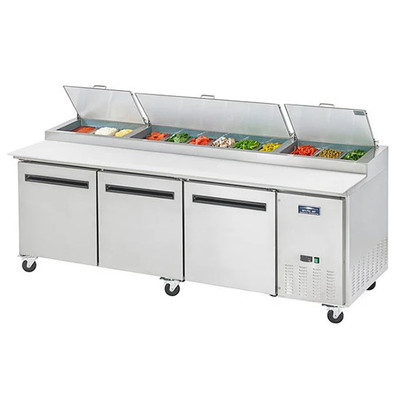 Arctic Air APP94R 94" W Stainless Steel Three-Section Pizza Prep Table