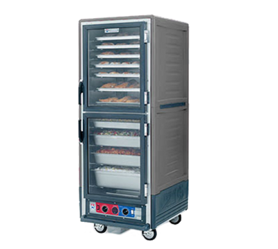 Metro C539-HDC-U-GY C5 3 Series Gray Full-Size Insulated Heated Holding Cabinet with Clear Dutch Doors and Universal Wire Slides - 120V